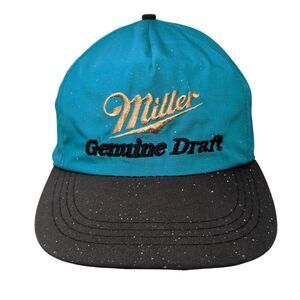 Miller Genuine Draft Snapback Trucker Hat Blue Black Embroidered Logo